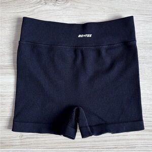 BO+TEE Black Ribbed Spandex Bike Athletic Shorts Women’s Small